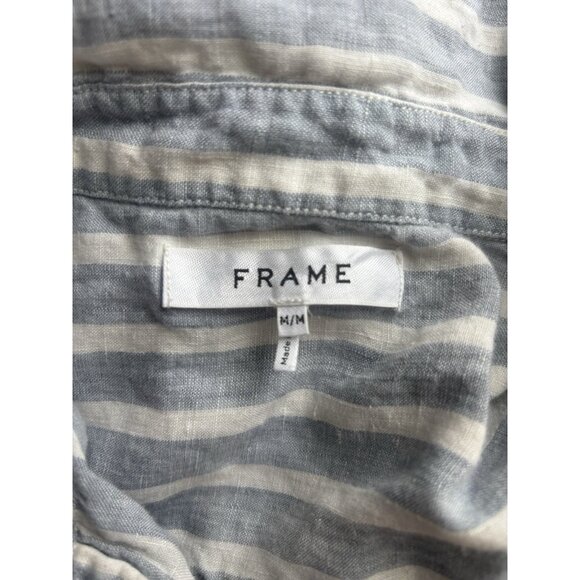 Frame Linen Chambray Distressed Top Sz Medium Loose Fit - Picture 10 of 11